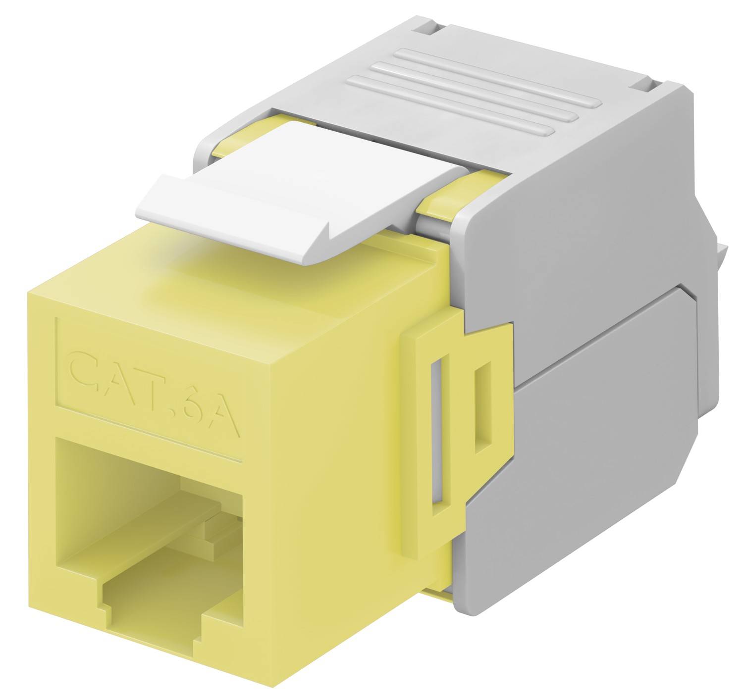 Goobay 90691 Keystone Modul RJ45 Buchse / CAT 6A Netzwerkstecker 500 MHz / UTP Ethernet Buchse 8P8C / LSA Montage / Gelb-0