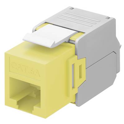 Goobay 90691 Keystone Modul RJ45 Buchse / CAT 6A Netzwerkstecker 500 MHz / UTP Ethernet Buchse 8P8C / LSA Montage / Gelb-0