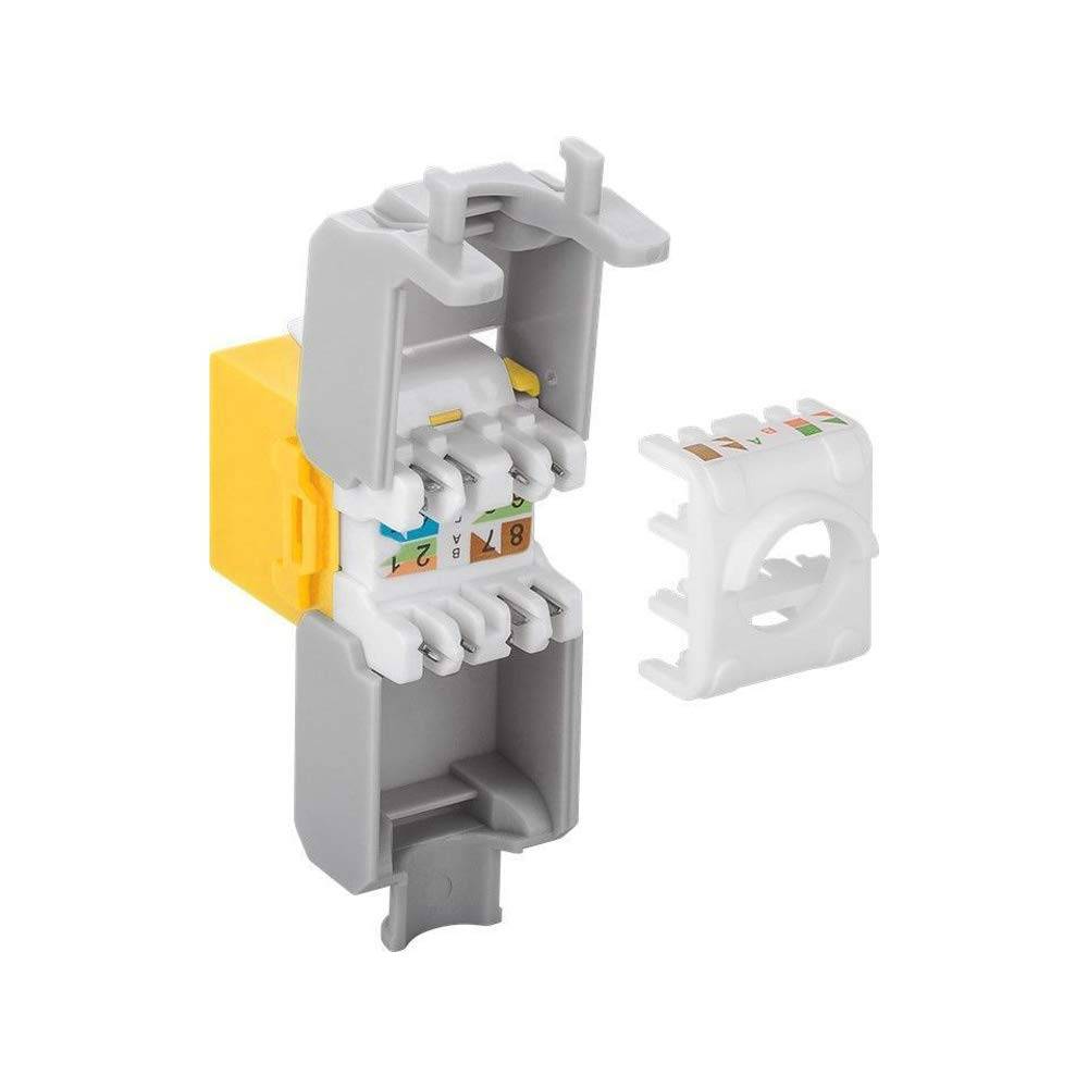 Goobay 90691 Keystone Modul RJ45 Buchse / CAT 6A Netzwerkstecker 500 MHz / UTP Ethernet Buchse 8P8C / LSA Montage / Gelb-3