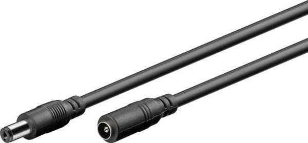 Goobay 71399 DC Netzkabel Verlängerungskabel 12V Netzteil DC-Stecker auf DC-Buchse 5,50 x 2,10 mm Stromkabel Schwarz 3m
