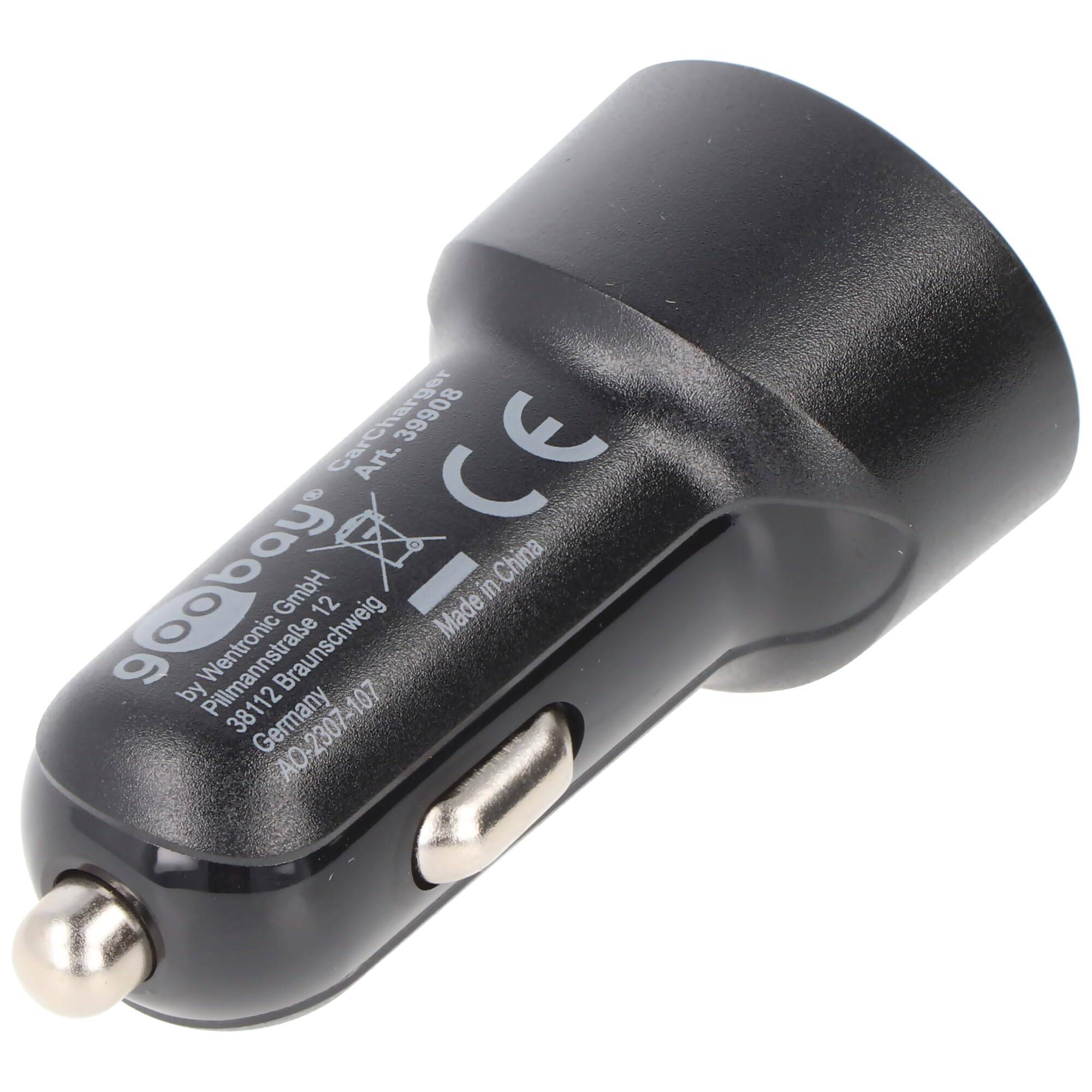 Goobay 39908 Dual USB Schnellladegerät PD Zigarettenanzünder / 48W Auto Ladegerät USB-A & USB-C Ladestecker / Schwarz-2