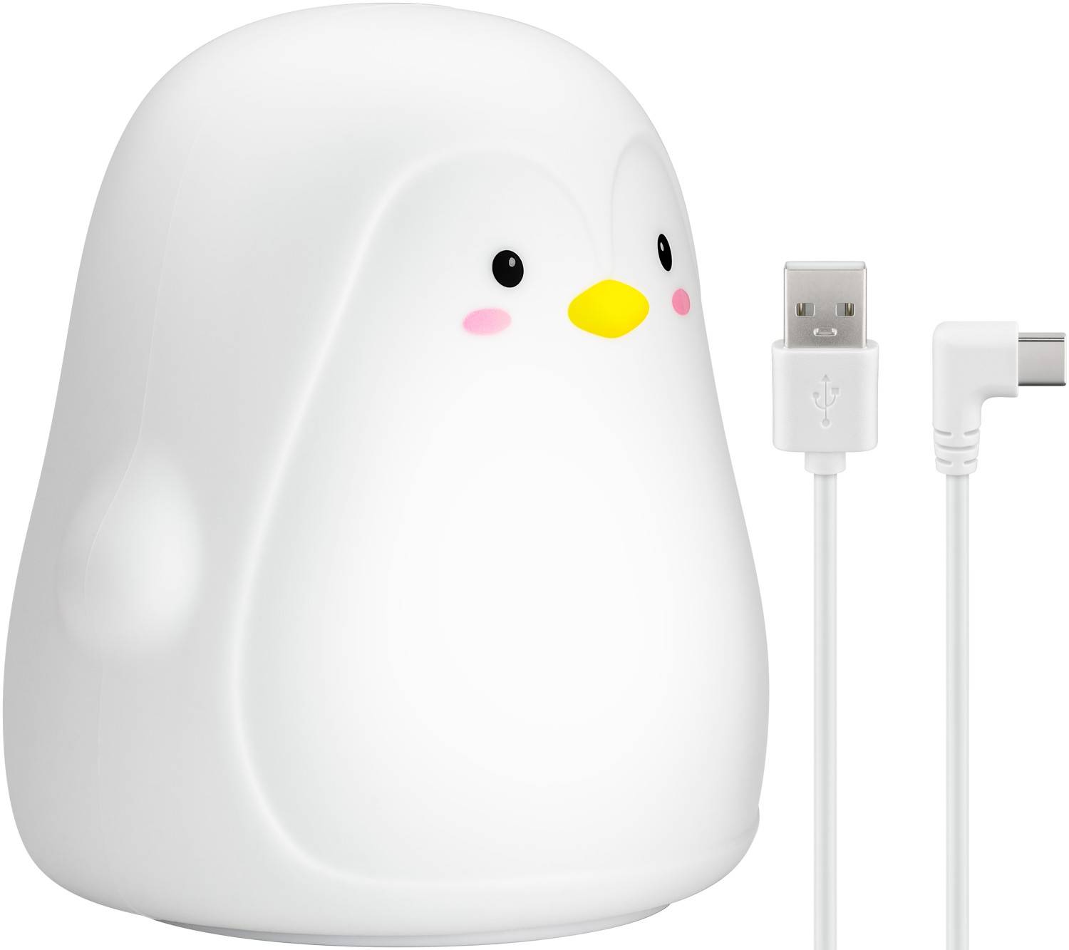 Goobay 61648 LED Nachtlicht Kinder Pinguin 8 Farben tragbare Nachtlampe Baby Nachtleuchte aus Silikon Touch-Sensor USB-0