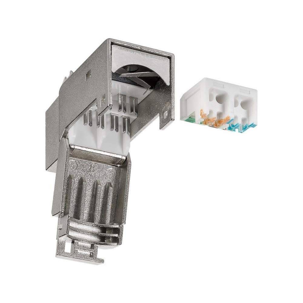 Goobay 90863 Keystone Modul RJ45 Buchse / CAT 6 Netzwerkstecker 250MHz / STP Ethernet Buchse 8P8C / LSA Montage / Metall-3