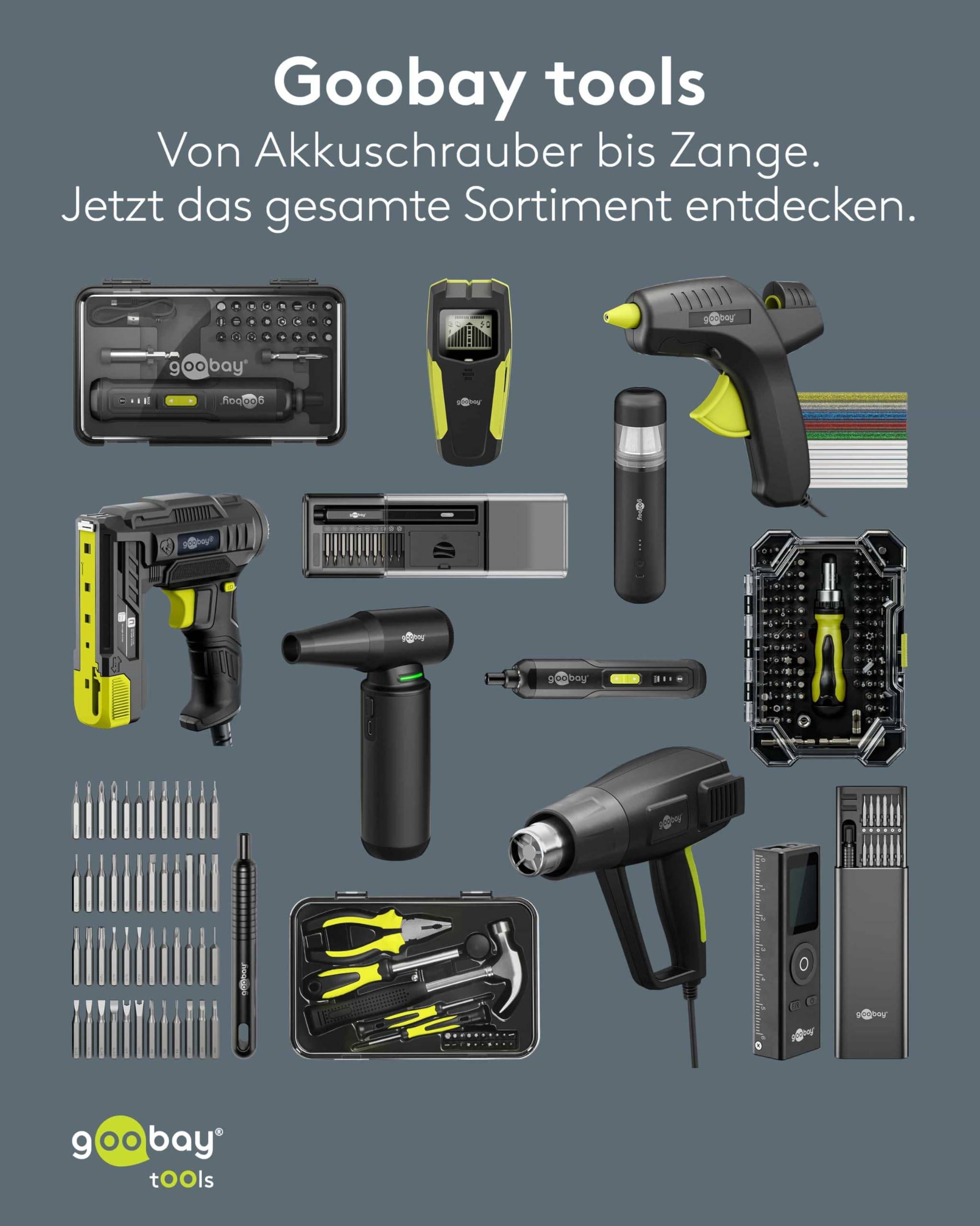 Goobay 41256 Pinzette für Präzision, Pinzettenset 6-teilig mit Spitzpinzette & Flachpinzette, gerade & gebogen, Schwarz-6