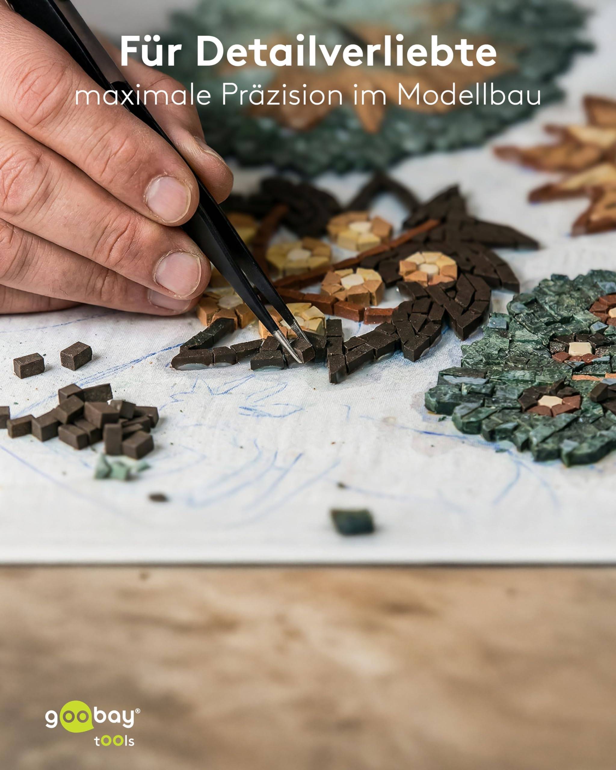 Goobay 41256 Pinzette für Präzision, Pinzettenset 6-teilig mit Spitzpinzette & Flachpinzette, gerade & gebogen, Schwarz-2