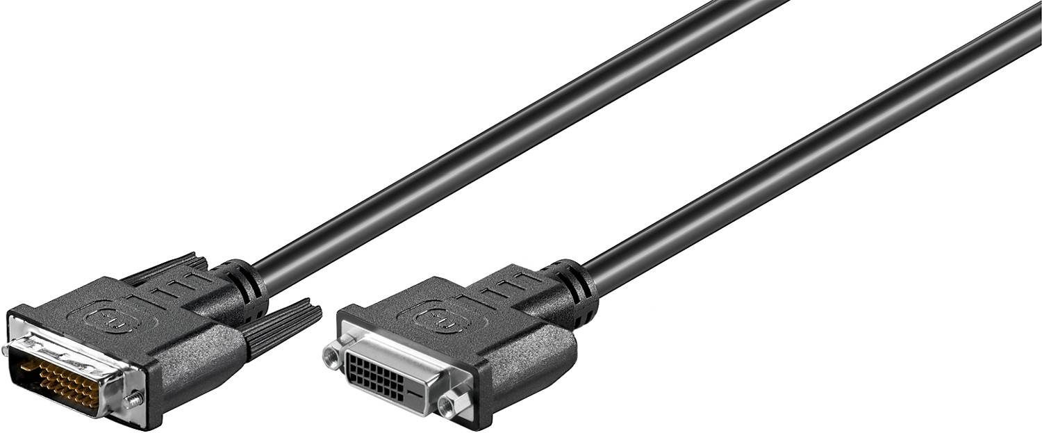 Goobay 50855 DVI auf DVI Verlängerungskabel Bildschirmkabel / DVI D Dual Link 24+1 Pin Stecker Monitorkabel Schwarz / 2m-0
