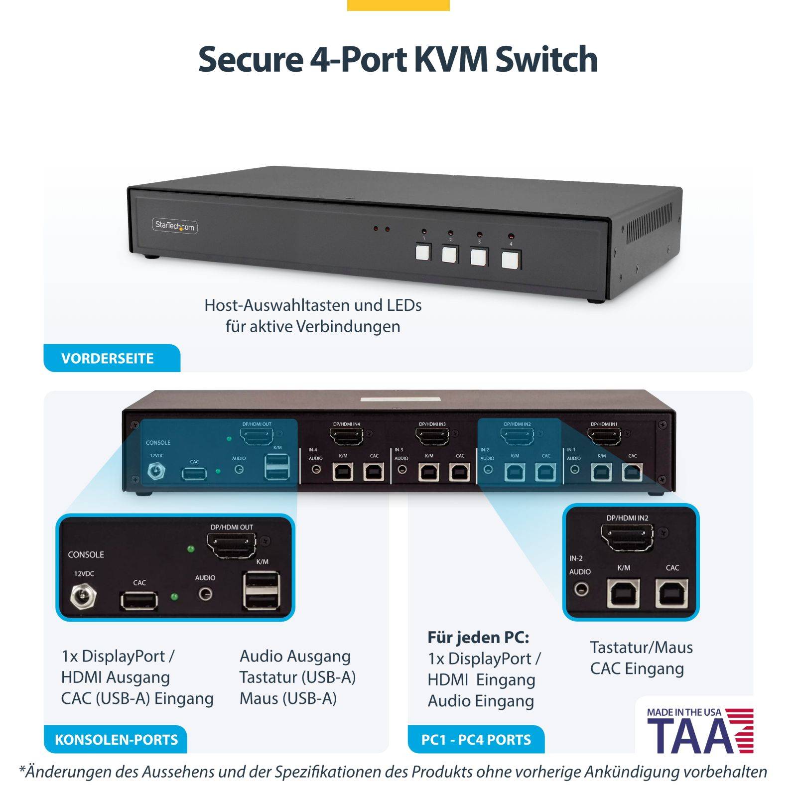 StarTech.com KVM-/Audio-/USB-Switch - 4 x KVM/Audio/USB-4