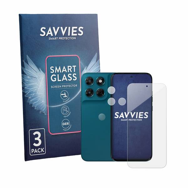 Savvies Smart Glass 3x Flexible Panzer Schutz Glas Folie für Motorola Moto G77 (Display+Kamera)