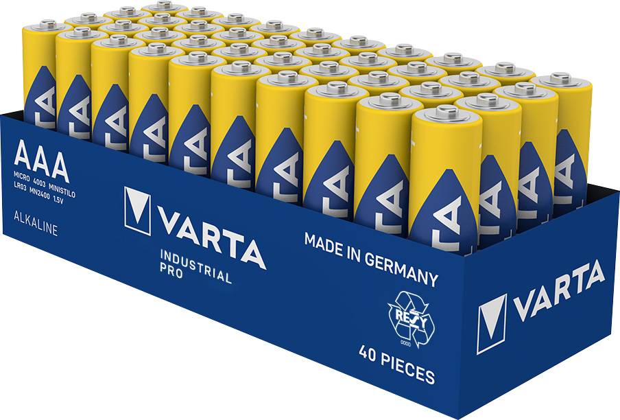 Varta Batterie Alkaline, Micro, AAA, LR03, 1.5V Industrial Pro, Tray (40-Pack)-0