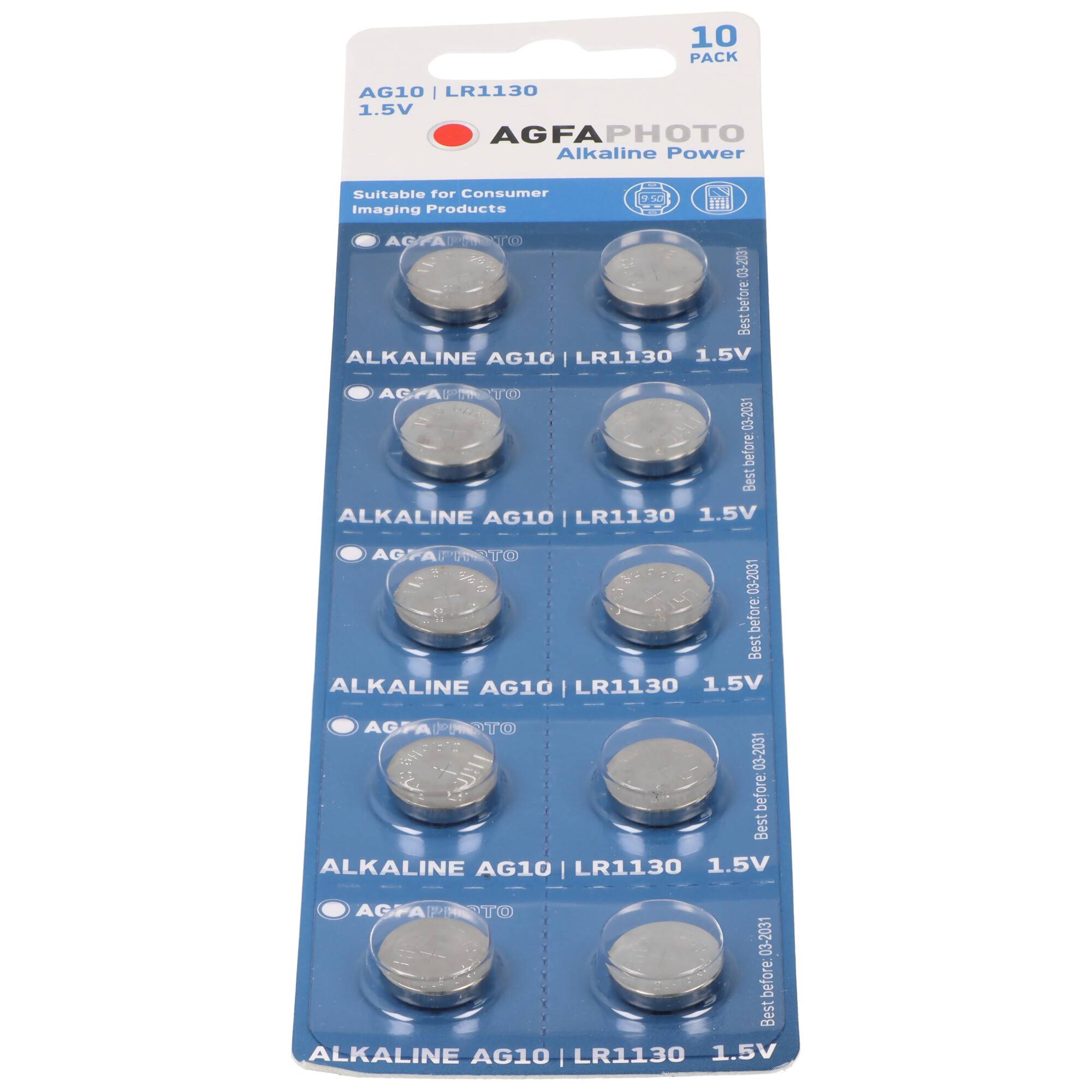 Agfaphoto Batterie Alkaline, Knopfzelle, LR54, V10GA, 1.5V Power, Retail Blister (10-Pack)-1