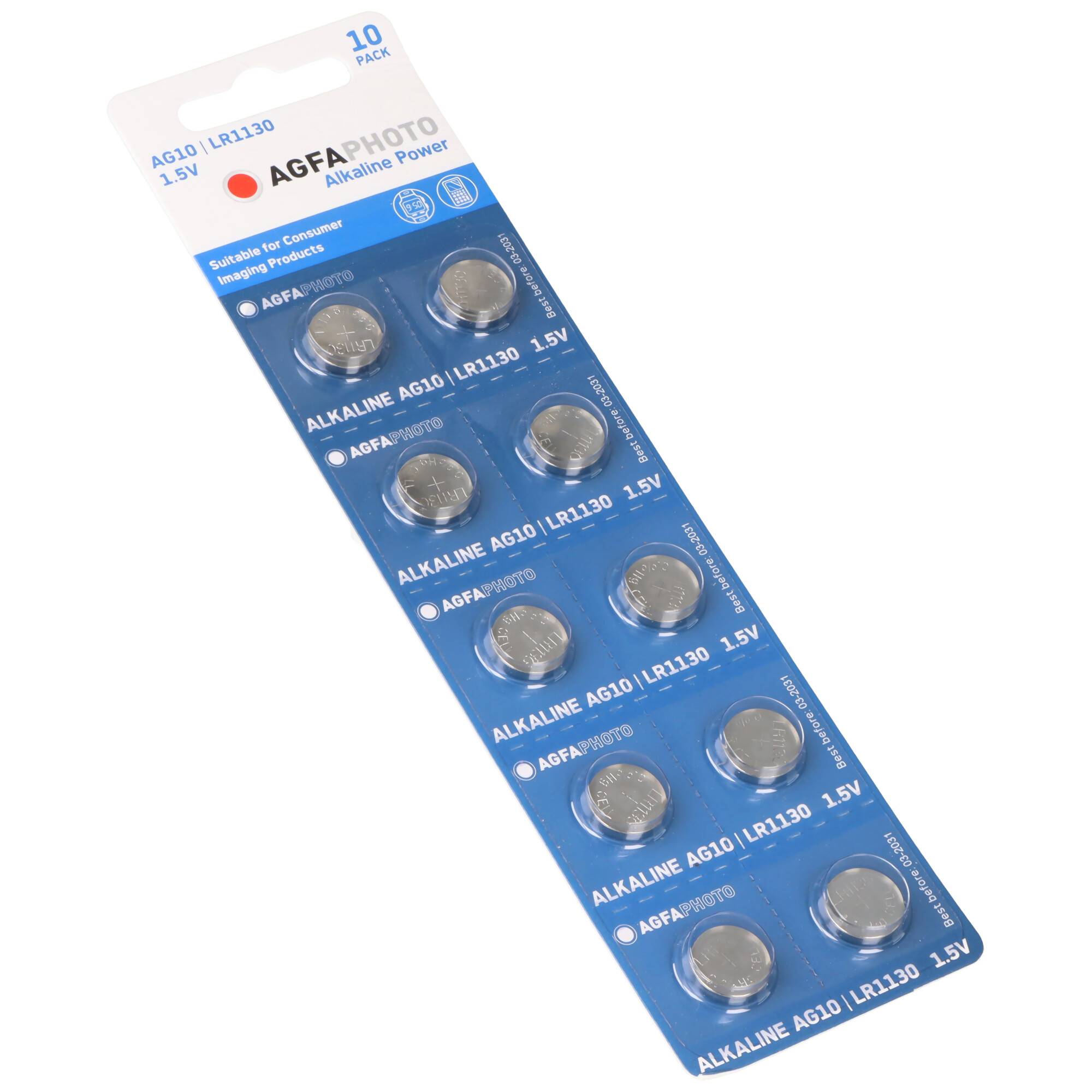 Agfaphoto Batterie Alkaline, Knopfzelle, LR54, V10GA, 1.5V Power, Retail Blister (10-Pack)-2