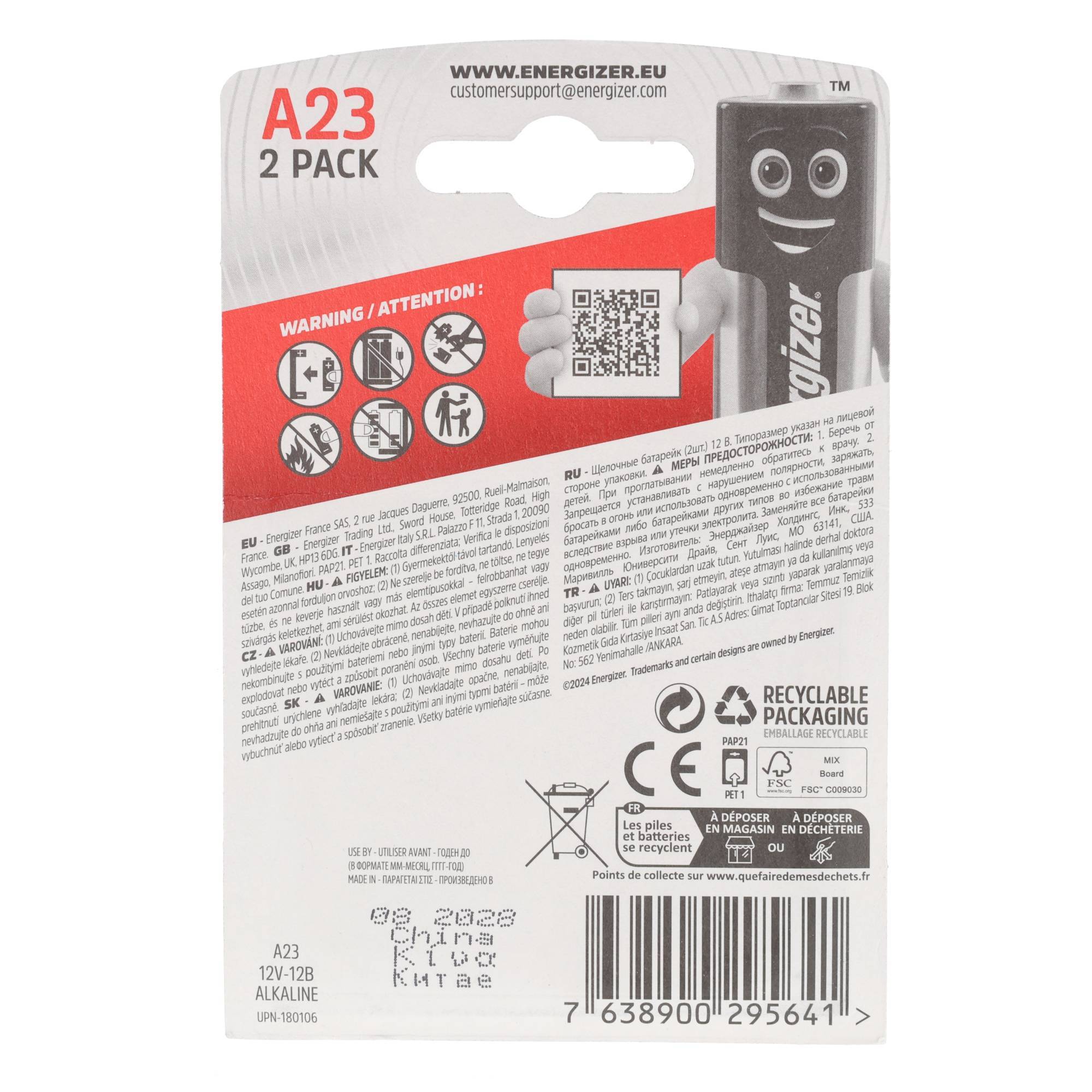 Energizer Batterie Alkaline, A23, MN21, V23GA, 12V Electronics, Retail Blister (2-Pack)-1