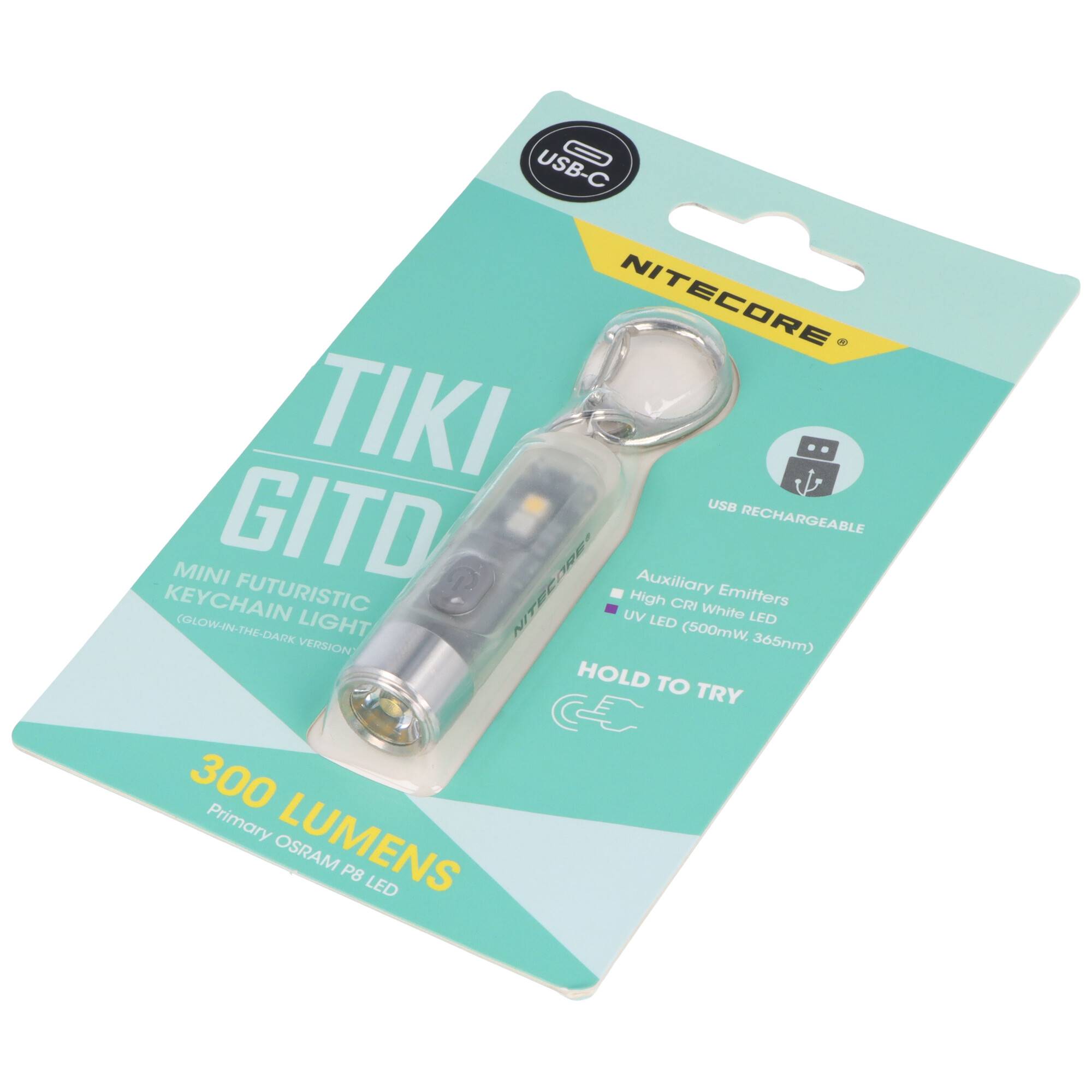 Nitecore TIKI GITD Mini-Schlüsselanhänger-Lampe, glow in the dark, grün, 3 Lichtquellen, 12 gramm ultraleicht-2