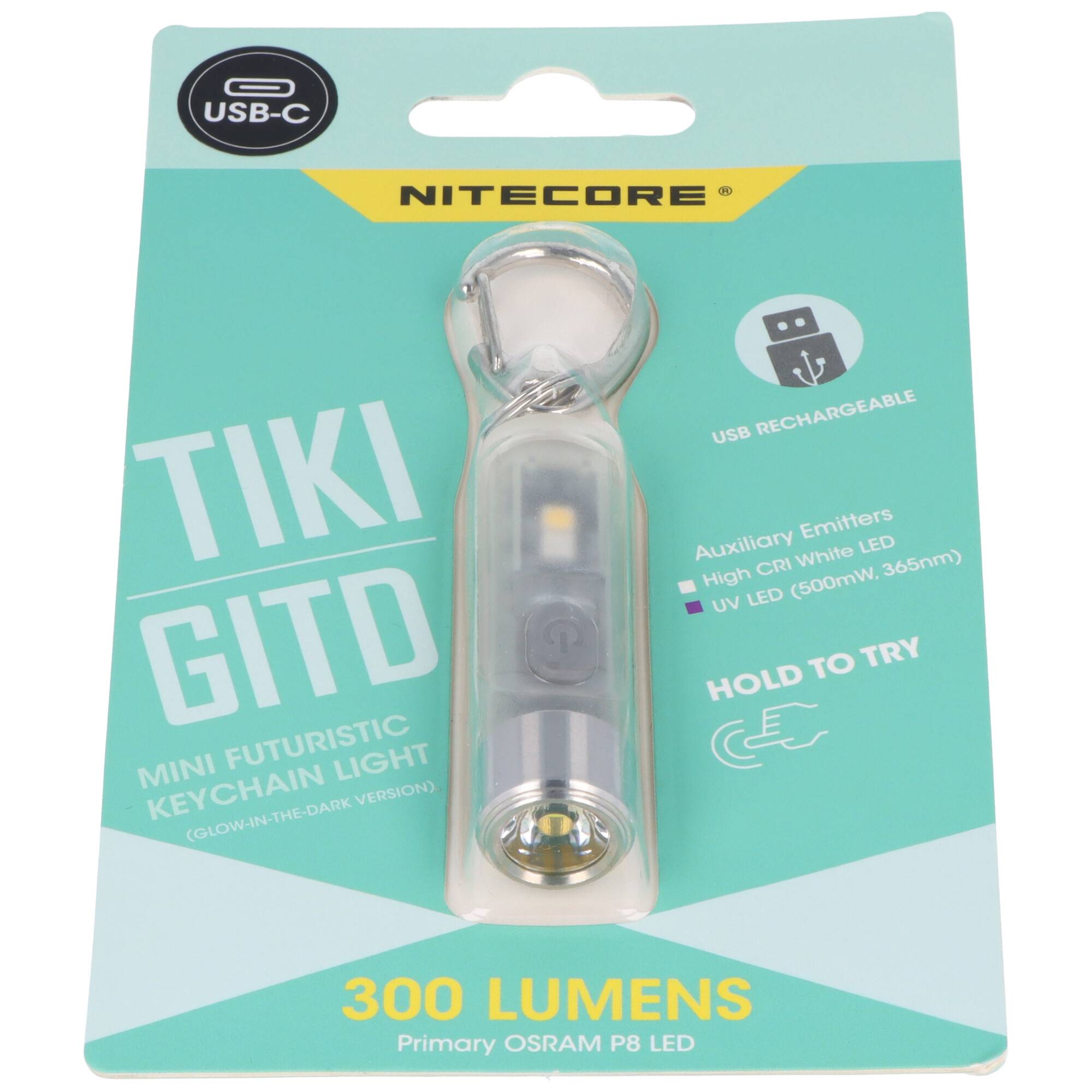 Nitecore TIKI GITD Mini-Schlüsselanhänger-Lampe, glow in the dark, grün, 3 Lichtquellen, 12 gramm ultraleicht-4