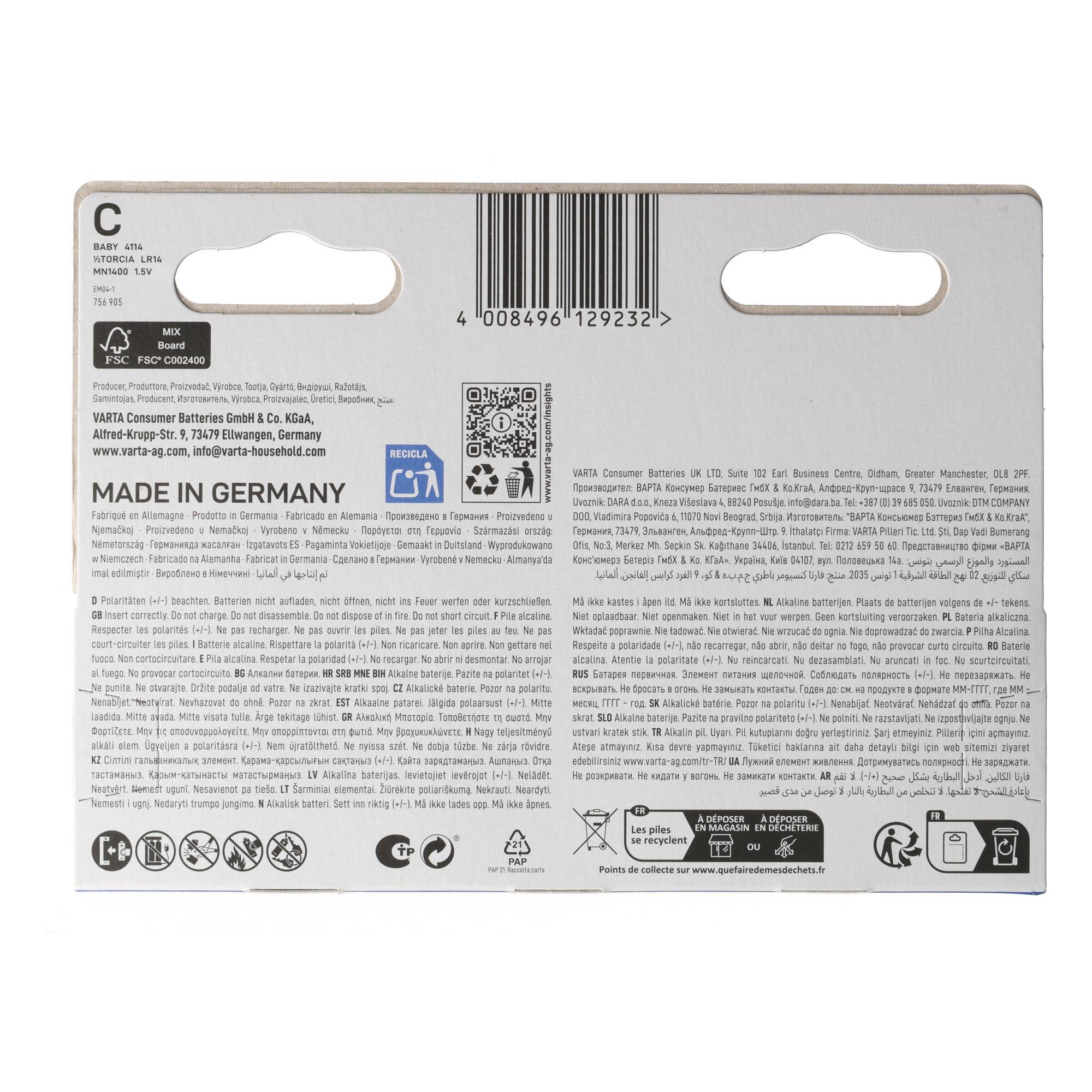 VARTA - 4114 Longlife Baby C Blister 4er - Baby (C) - 1,5 V-1