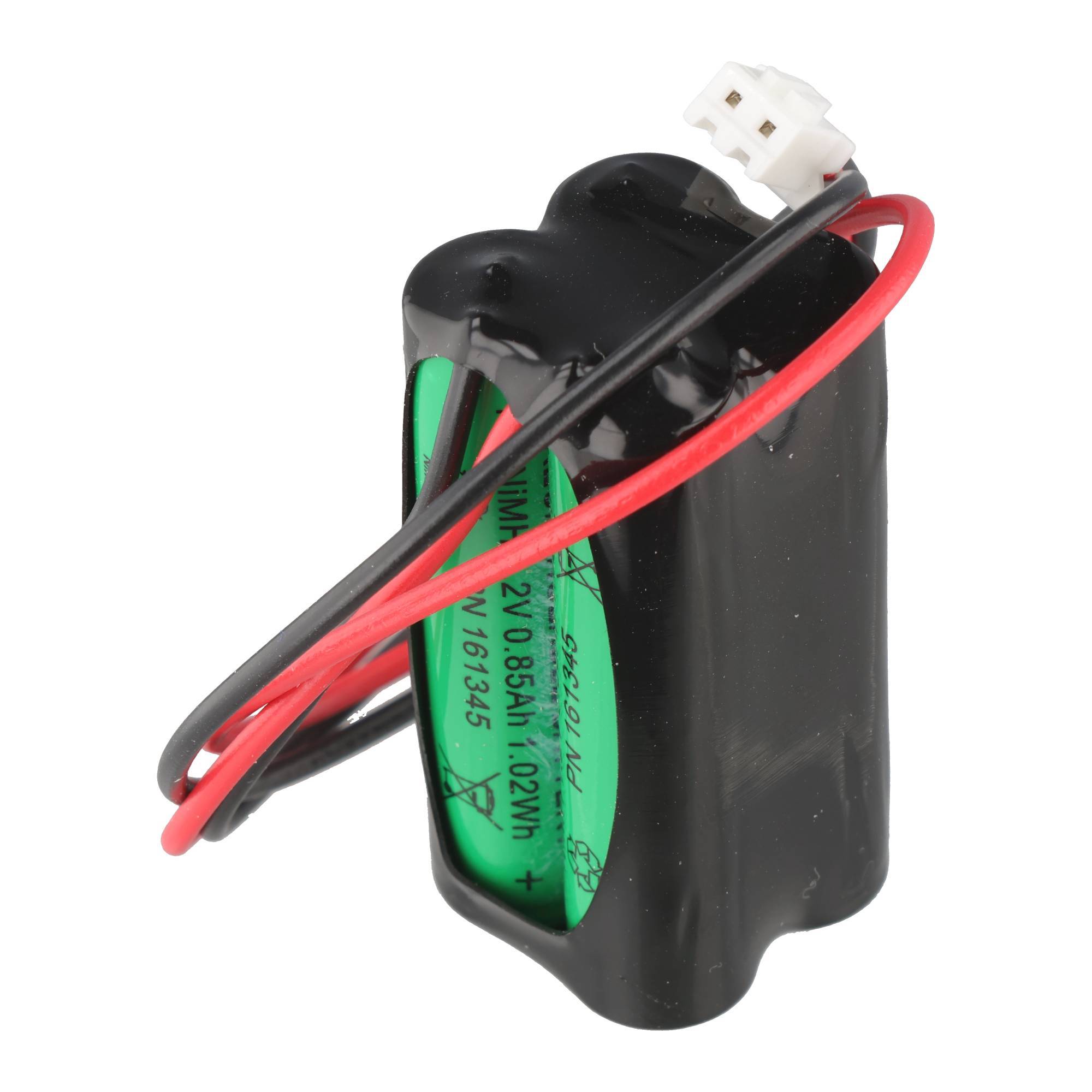 Notleuchtenakku NiMH 4,8V 800mAh F2x2 Micro AAA mit 100mm Kabel und Stecker ersetzt Fischer AW-0480-0080-AAA-NM01-0