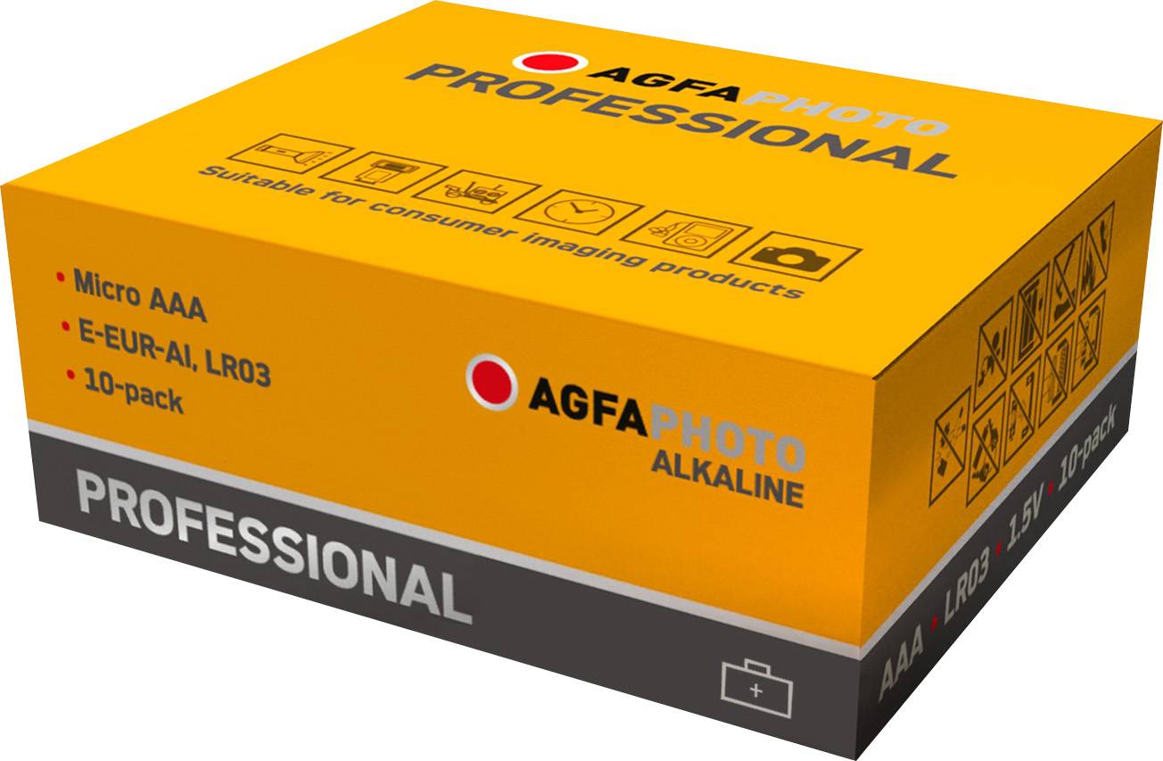 Agfaphoto Batterie Alkaline, Micro, AAA, LR03, 1.5V Professional, Retail Box (10-Pack)-0
