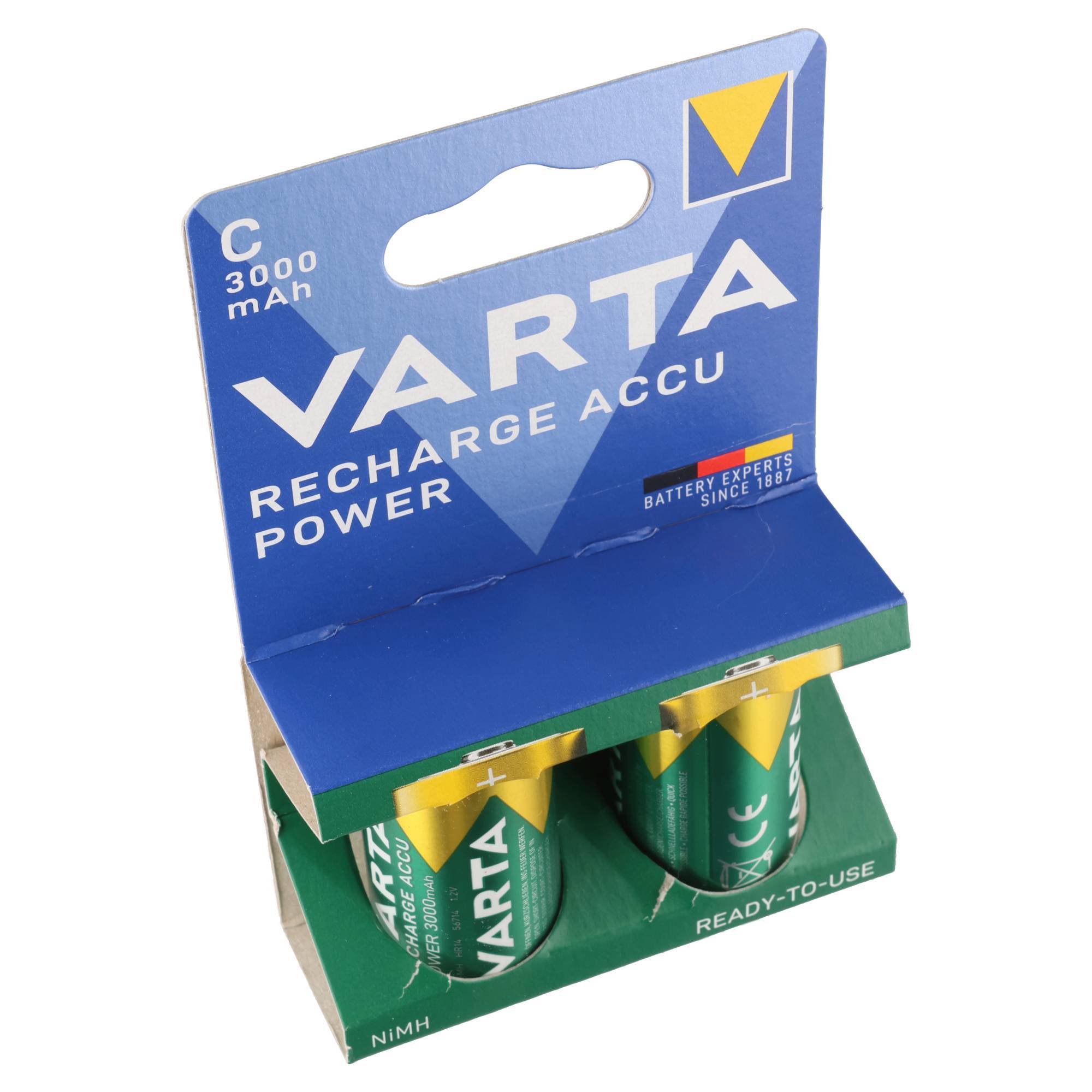 Varta Akku NiMH, Baby, C, HR14, 1.2V/3000mAh Accu Power, Pre-charged, Retail Blister (2-Pack)-3