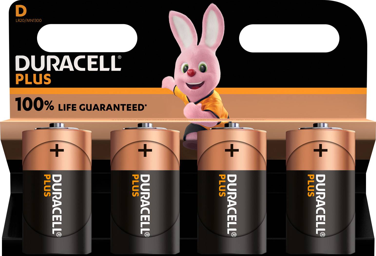 Duracell Batterie Alkaline, Mono, D, LR20, 1.5V Plus, Extra Life, Retail Blister (4-Pack)-0
