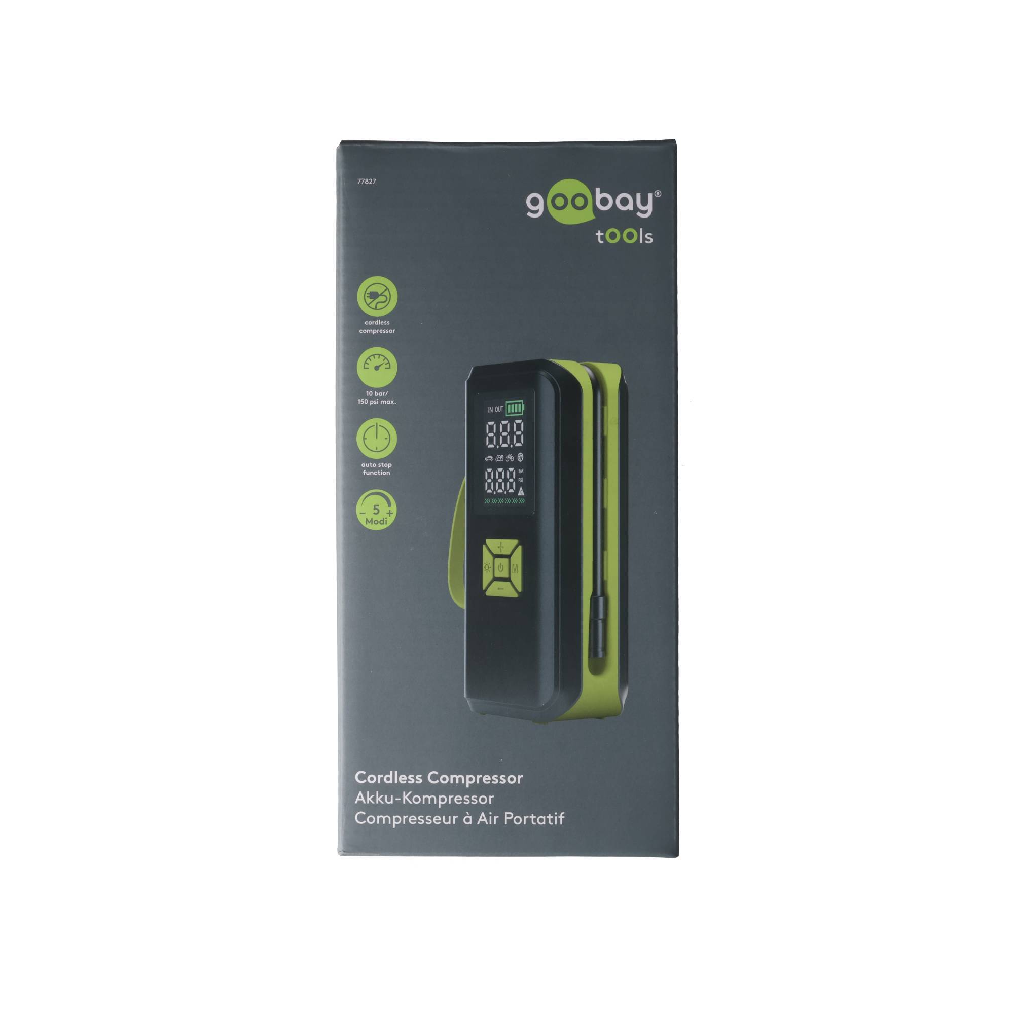 Goobay Akku-Kompressor – Tragbare Luftpumpe mit bis zu 10 bar / 150 psi-3