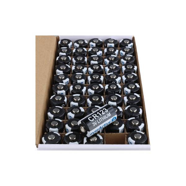 50 Stück CR123 Lithium Photo Batterie, 3V max. 1500mAh, 34,5 x 17mm, CR123A