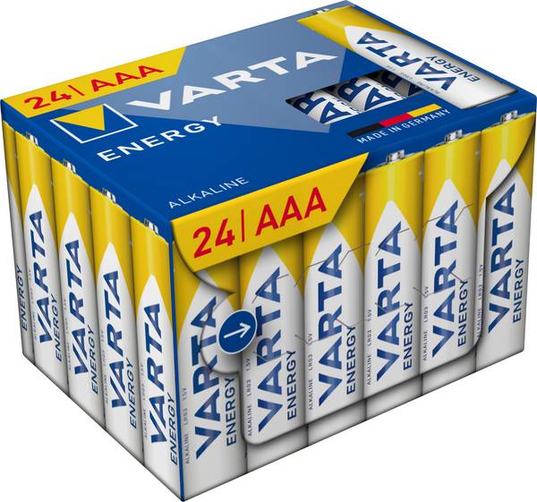 Varta Batterie Alkaline, Micro, AAA, LR03, 1.5V Energy, Cube, Retail Box (24-Pack)
