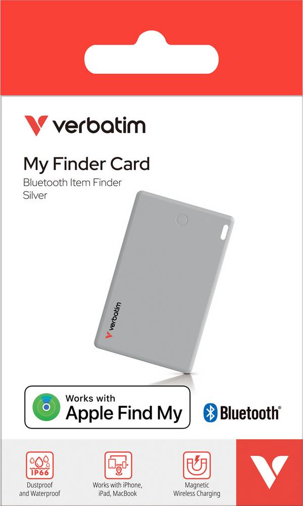 Verbatim Tracker, My Finder Card, MYFCR-01S, silber Bluetooth, Akku, für Apple Find My App, Retail (1-Pack)