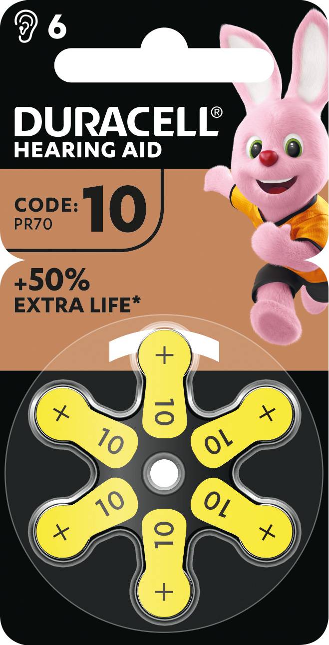 Duracell Batterie Zinc Air, 10, 1.4V Easy Tab, Retail Blister (6-Pack) Hörgerätebatterie-0