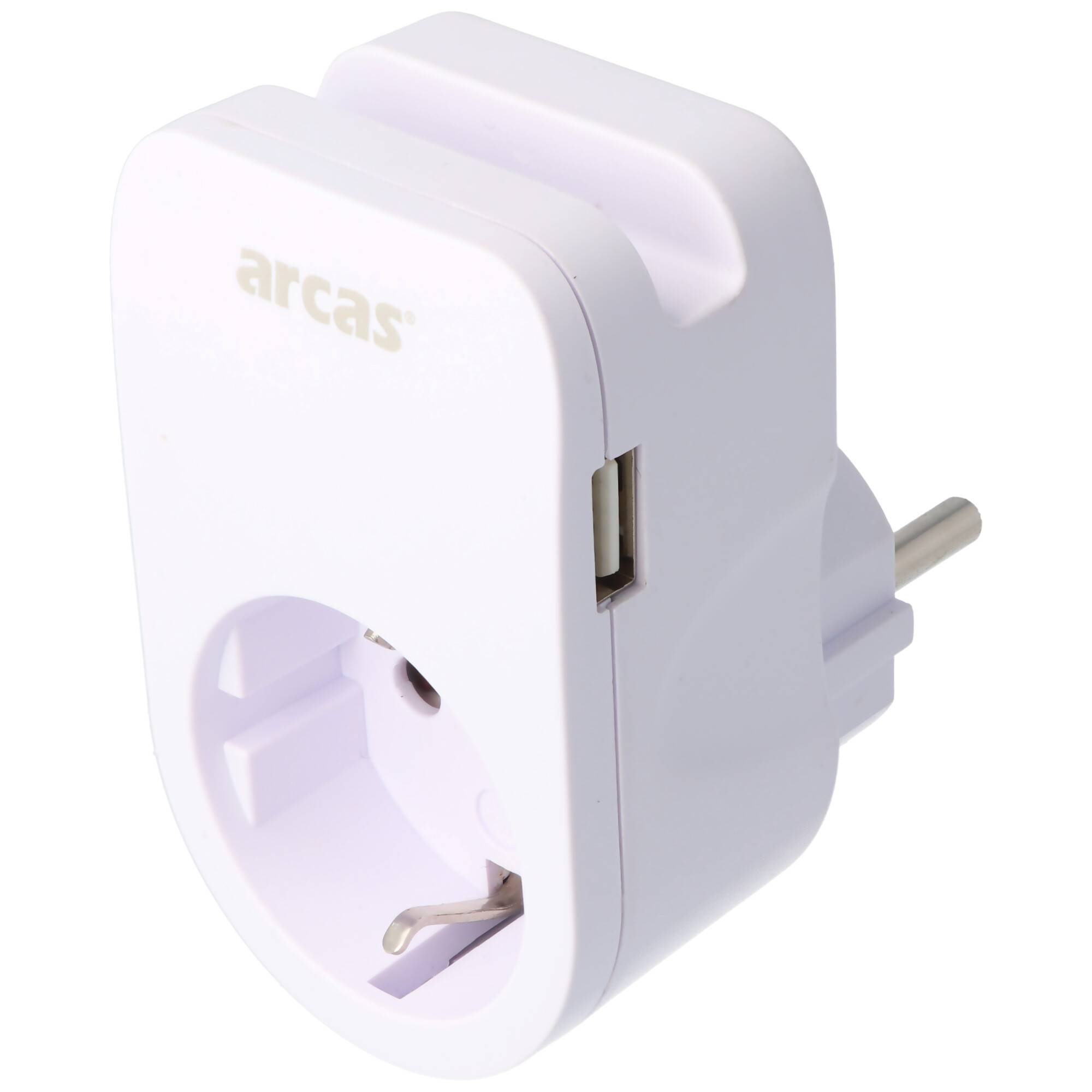 Zwischenstecker Schuko 1-fach mit 2x USB-Ladebuchse und praktischer Handyhalterung-0