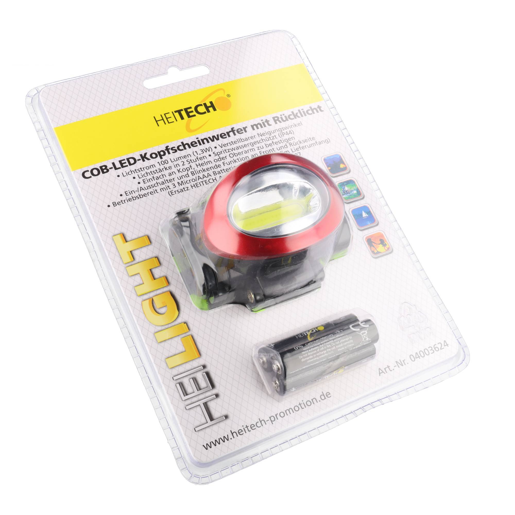 LED-Stirnlampe mit Rücklicht, max. 100 Lumen, inklusive Batterien-1