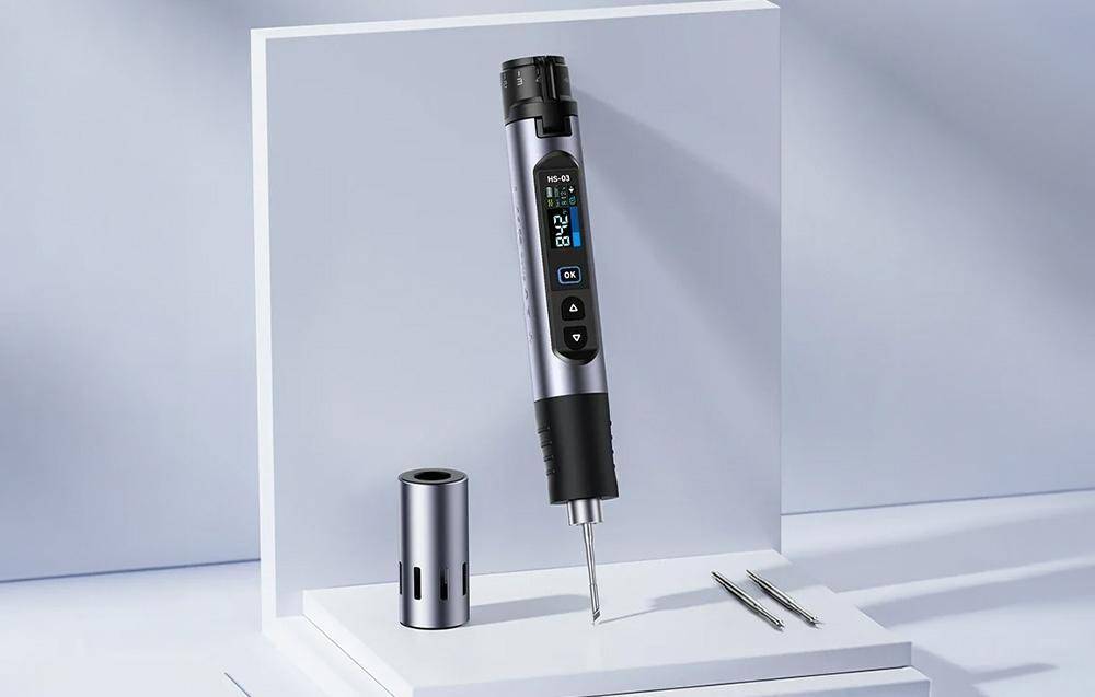 FNIRSI HS-03 Plus Lötkolben, 10W, 100-450°, 0,96\" Display, 2600mAh 18650-Akku, 3 Lötspitzen-3