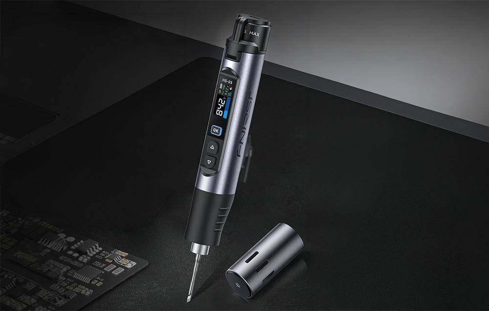 FNIRSI HS-03 Plus Lötkolben, 10W, 100-450°, 0,96\" Display, 2600mAh 18650-Akku, 3 Lötspitzen-4