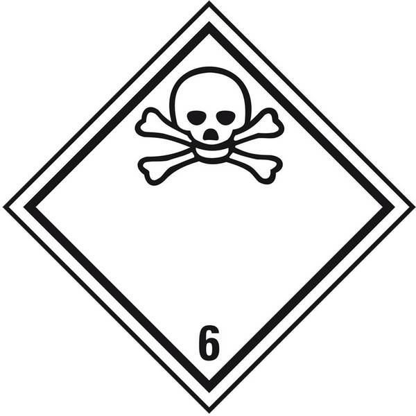 Gefahrgutzettel (Placards) Kl. 6.1 Giftig, Folie, seewasserbeständig, 300x300mm, IMDG-Code, ADR, IATA