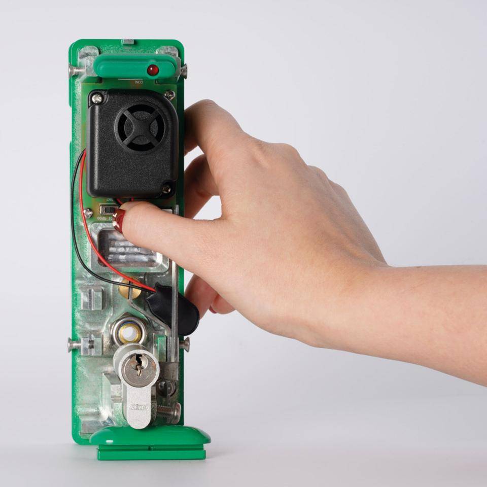 K.57 Türwächter, 80-105dB, mit Profilhalbzylinder für versch.Schließungen, grün-3