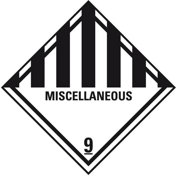 Verpackungskennzeichen Kl. 9 MISCELLANEOUS, Folie, seewasserbeständig, 100x100mm, 500/Rolle