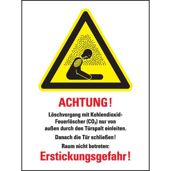 Warn-Kombischild CO²-Feuerlöscher - Löschen im Raum, ISO, Kunststoff, 200x300mm