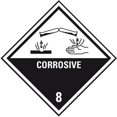 Verpackungskennzeichen Klasse 8 CORROSIVE, Folie, seewasserbeständig, 100x100mm, 500/Rolle-0