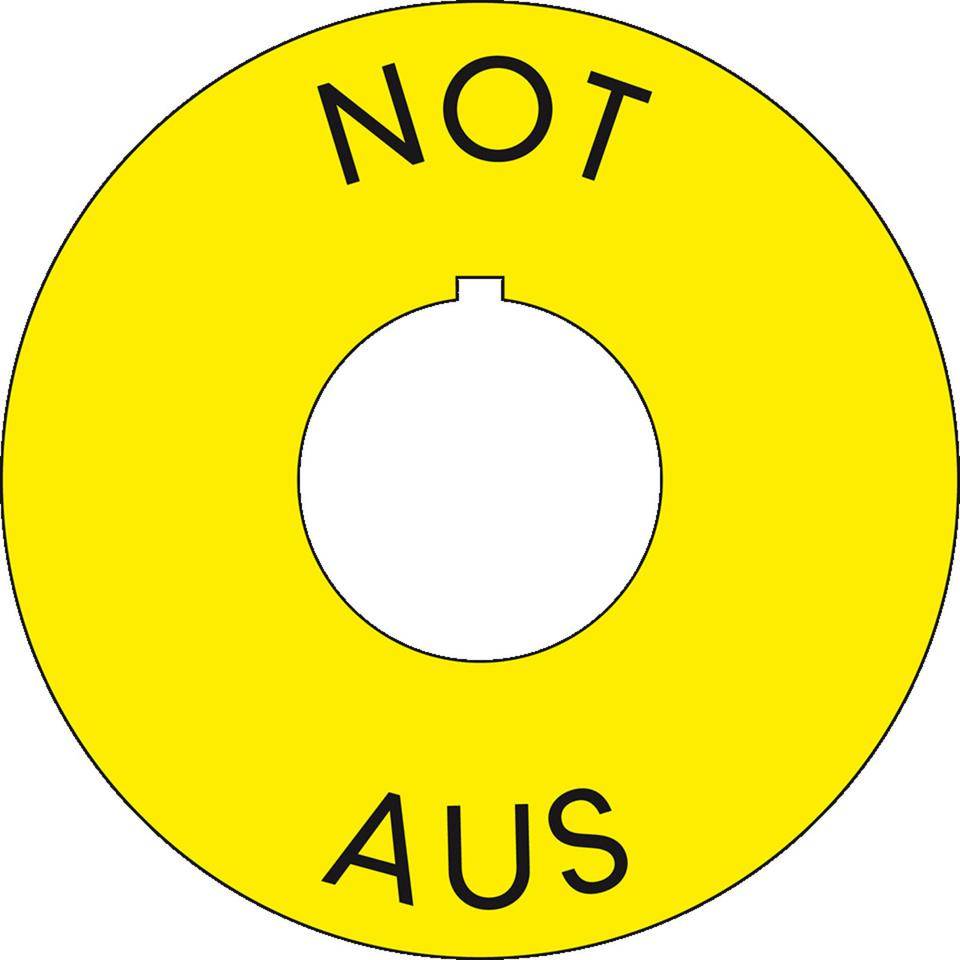NOT-AUS-Kontrastunterlage mit Nase, RoHS konform, Folie, selbstklebend, Ø 60/22,5mm-0