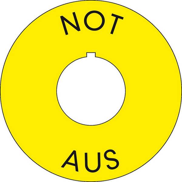 NOT-AUS-Kontrastunterlage mit Nase, RoHS konform, Folie, selbstklebend, Ø 60/22,5mm