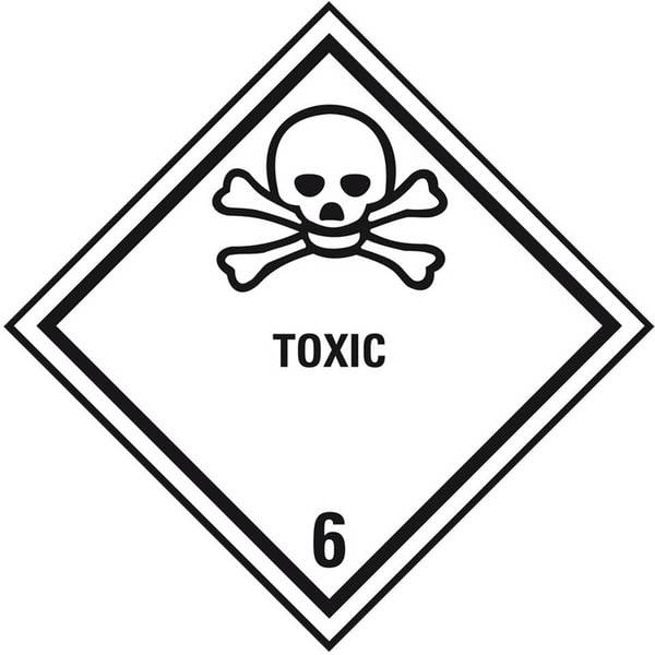Verpackungskennzeichen Klasse 6.1 Toxic, Haftpapier, permanent, 100x100mm, 1000/Rolle