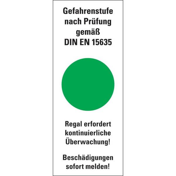 Hinweisetikett Gefahrenstufe grün, kontinuierl.Überwachung!Folie, 40x100mm, 5/Bogen