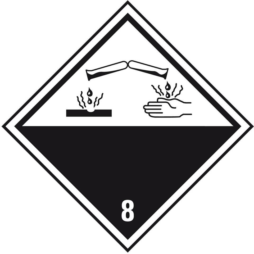 Verpackungskennzeichen Kl.8 Ätzende Stoffe, Haftpapier, permanent, 100x100mm, 1000/Rolle-0