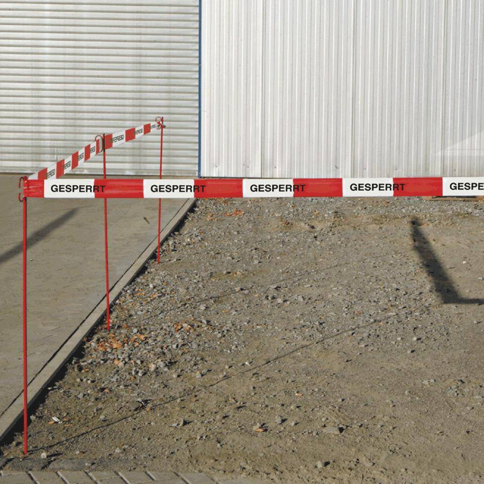Absperrband Gesperrt, rot/weiß geblockt, Polyethylen, 80mm, 500m/Rolle-1