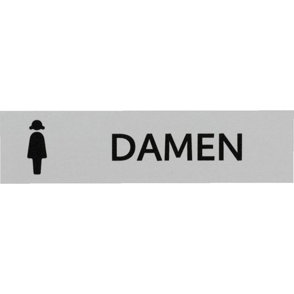 Kombi-Türschild Damen Toiletten, Pikto/Text, Aluminium, selbstklebend, 160x40mm-0