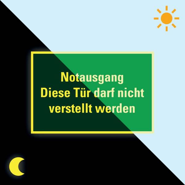 PERMALIGHT® power langnachleuchtend Rettungszeichen Notausgang Tür darf nicht..., pb., Folie, 300x200mm