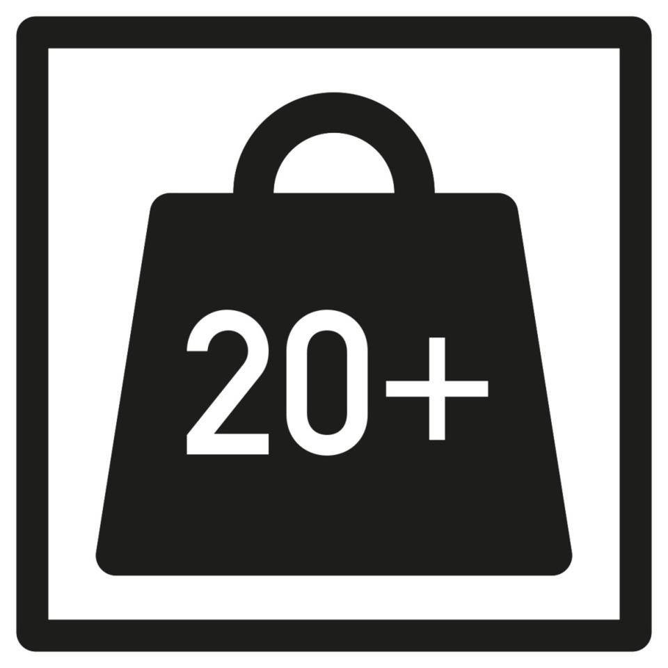 Verpackungskennz. Pakete m. erhöhtem Gewicht 20kg,Folie,seewa.,20x20mm,100/Rolle-0