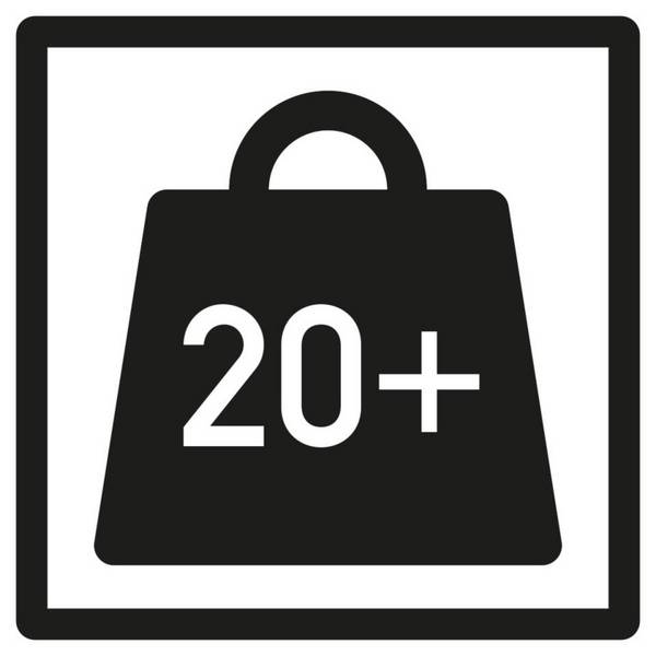 Verpackungskennz. Pakete m. erhöhtem Gewicht 20kg,Folie,seewa.,20x20mm,100/Rolle