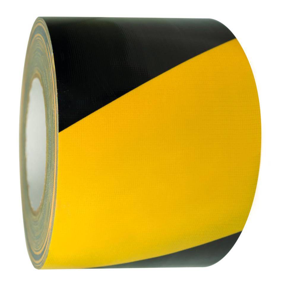 K.57 Warnmarkierungsband, linksweisend, gelb/schwarz, Gewebefolie, 100mm, 50m/Rolle-0