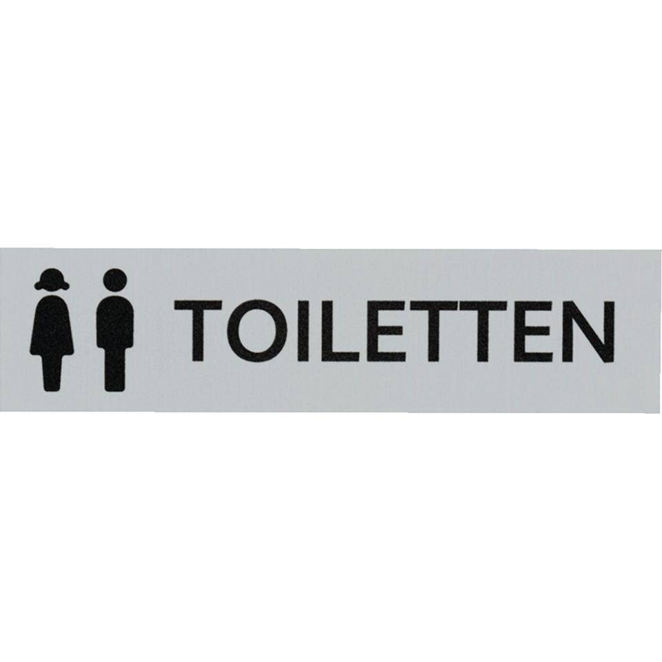 Kombi-Türschild Damen/Herren Toiletten,Pikto/Text,Aluminium,selbstkl.,160x40mm-0