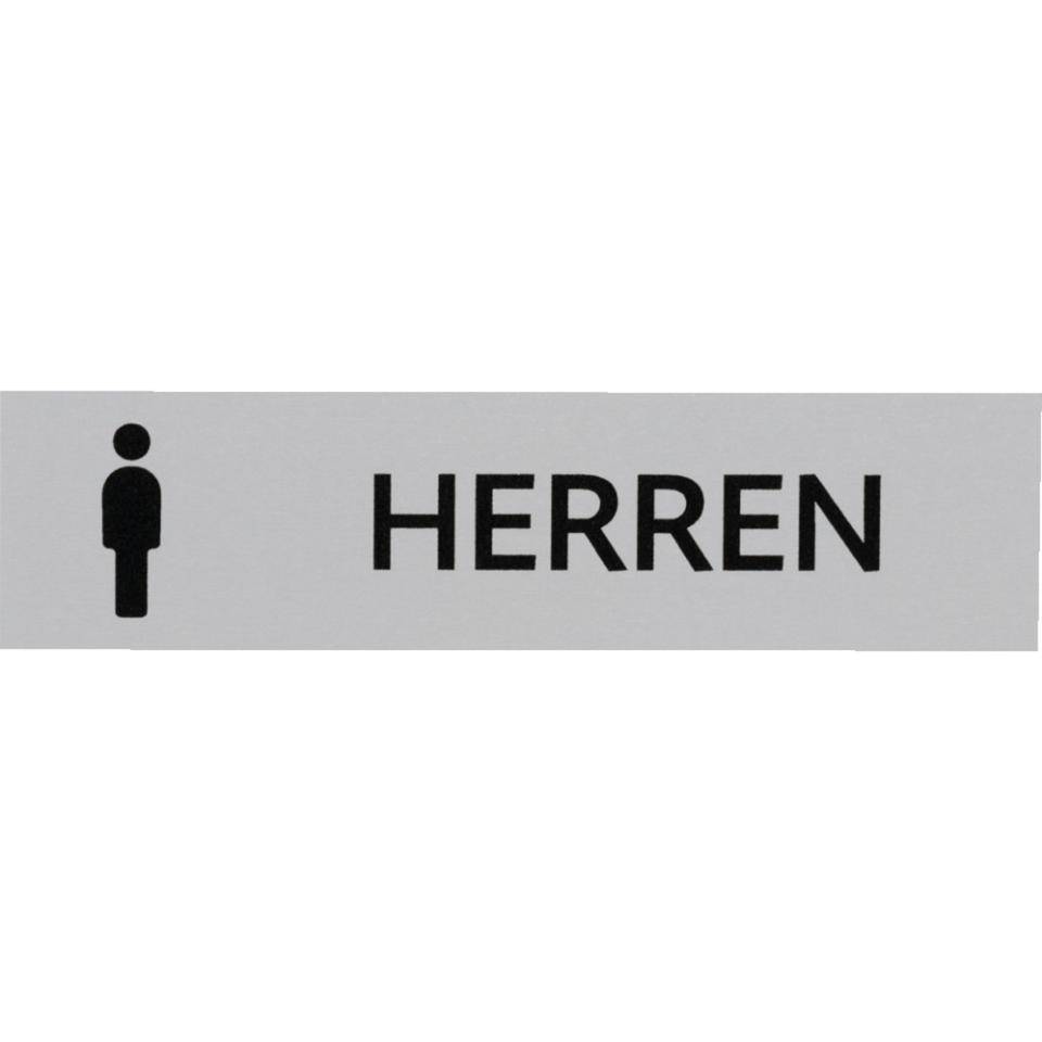 Kombi-Türschild Herren Toiletten, Pikto/Text, Aluminium, selbstklebend, 160x40mm-0